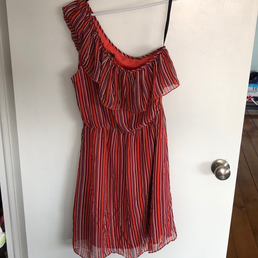 One Shoulder Striped Dress Size 8